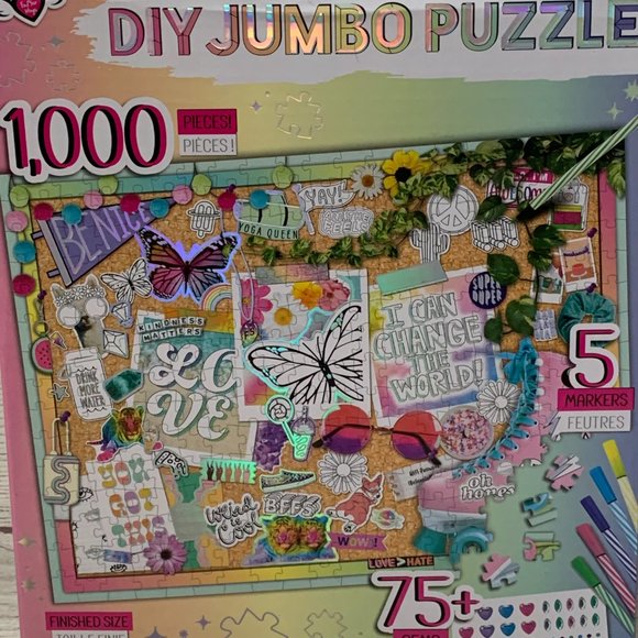 DIY Jumbo Puzzle Design Kit Markers Gems 1,000 Piece Color Craft Puzzle 27x20" - Picture 4 of 12